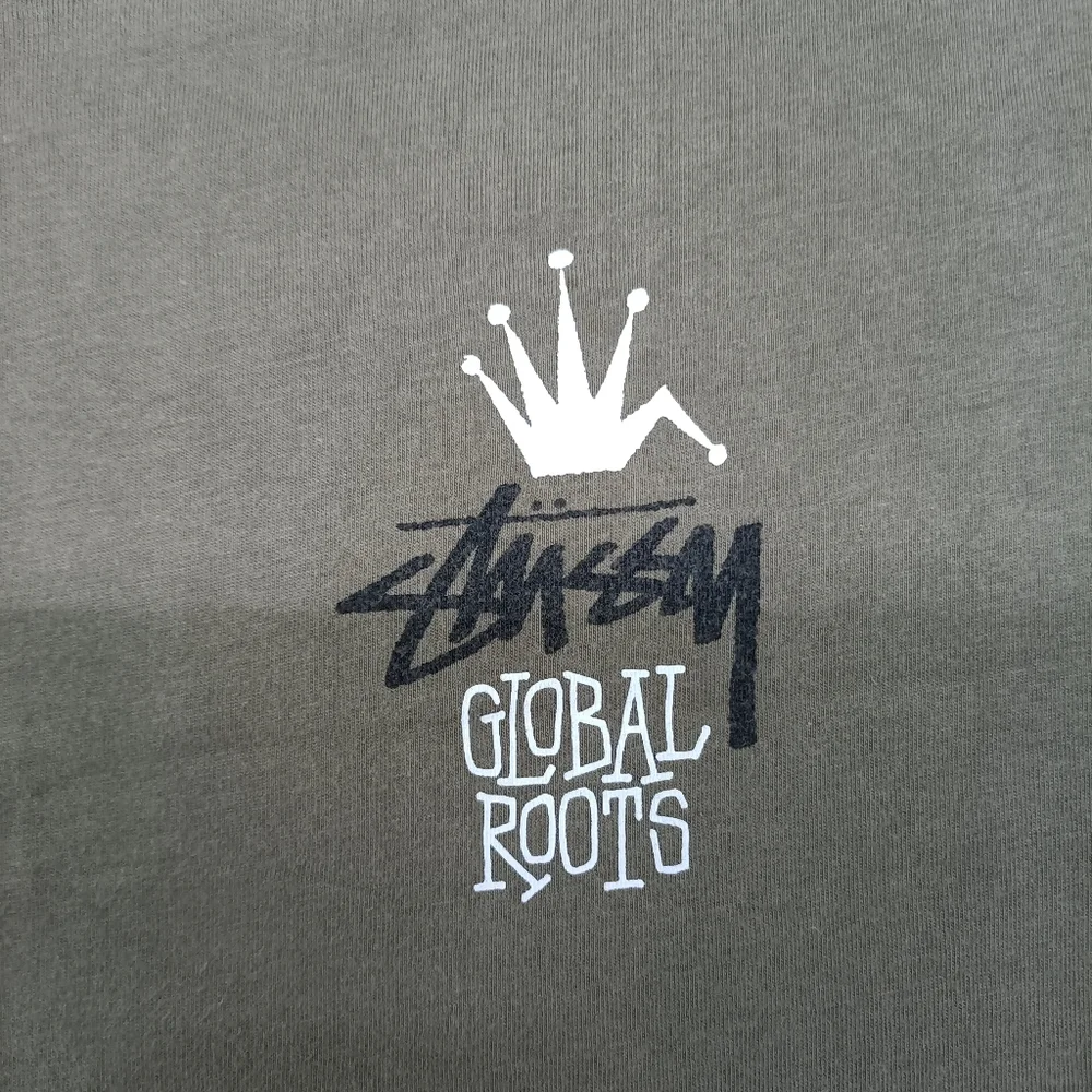 Stussy Global Roots 50/50 Short Sleeve Tee Dusty Khaki - Picture 7 of 13